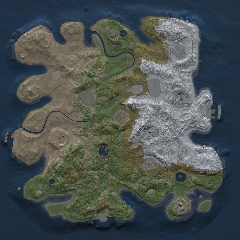 Rust Map: Procedural Map, Size: 3500, Seed: 2024710817, 14 Monuments