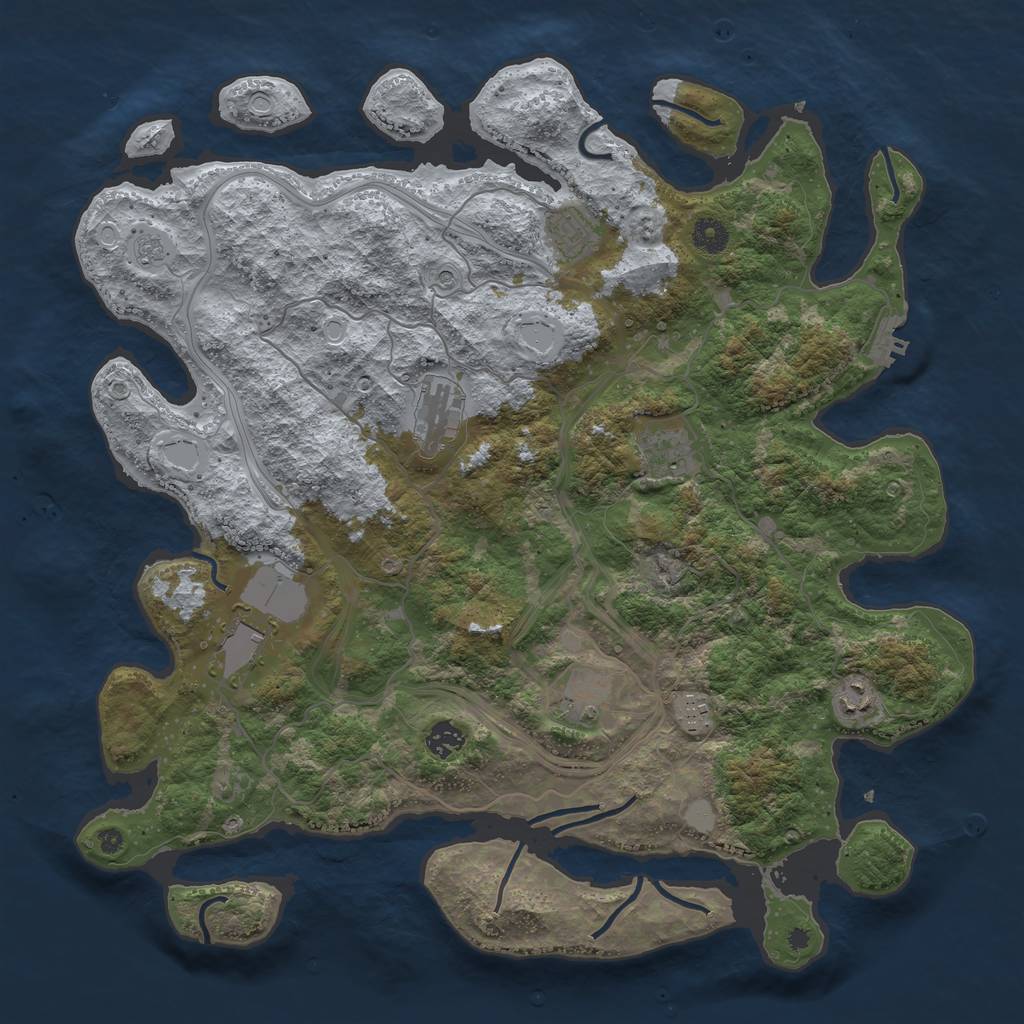 Rust Map: Procedural Map, Size: 4250, Seed: 23028, 16 Monuments