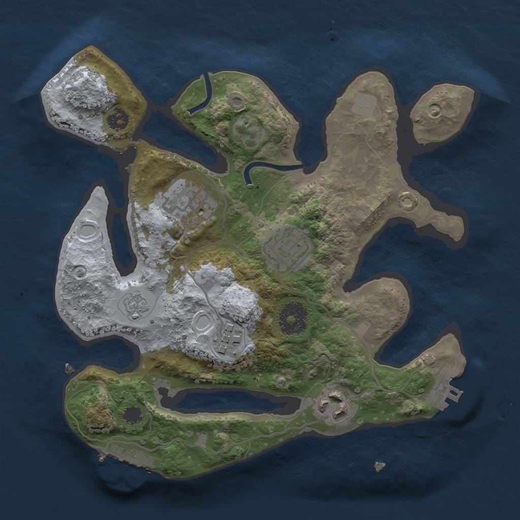 Rust Map: Procedural Map, Size: 2500, Seed: 328888419, 12 Monuments