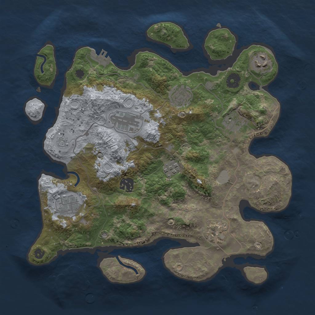 Rust Map: Procedural Map, Size: 3200, Seed: 124456, 15 Monuments