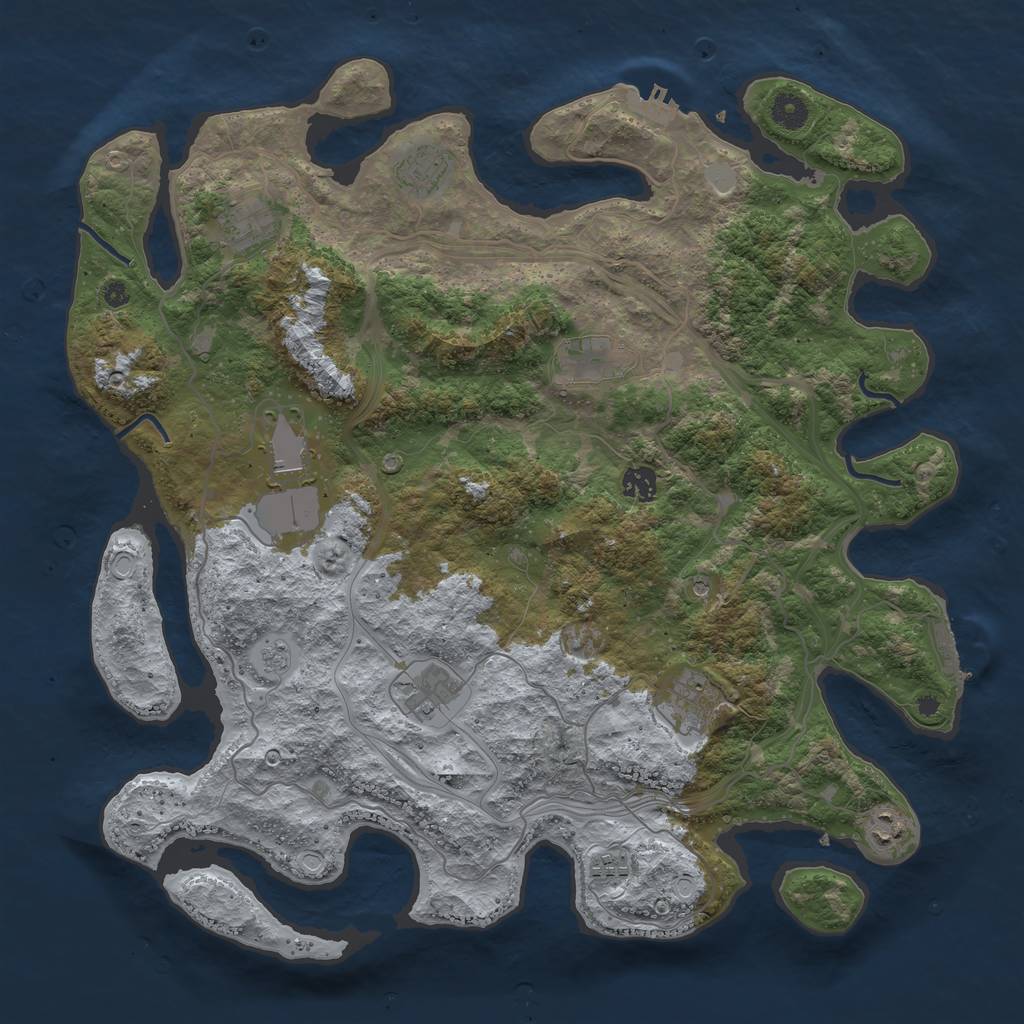 Rust Map: Procedural Map, Size: 4250, Seed: 55495, 18 Monuments