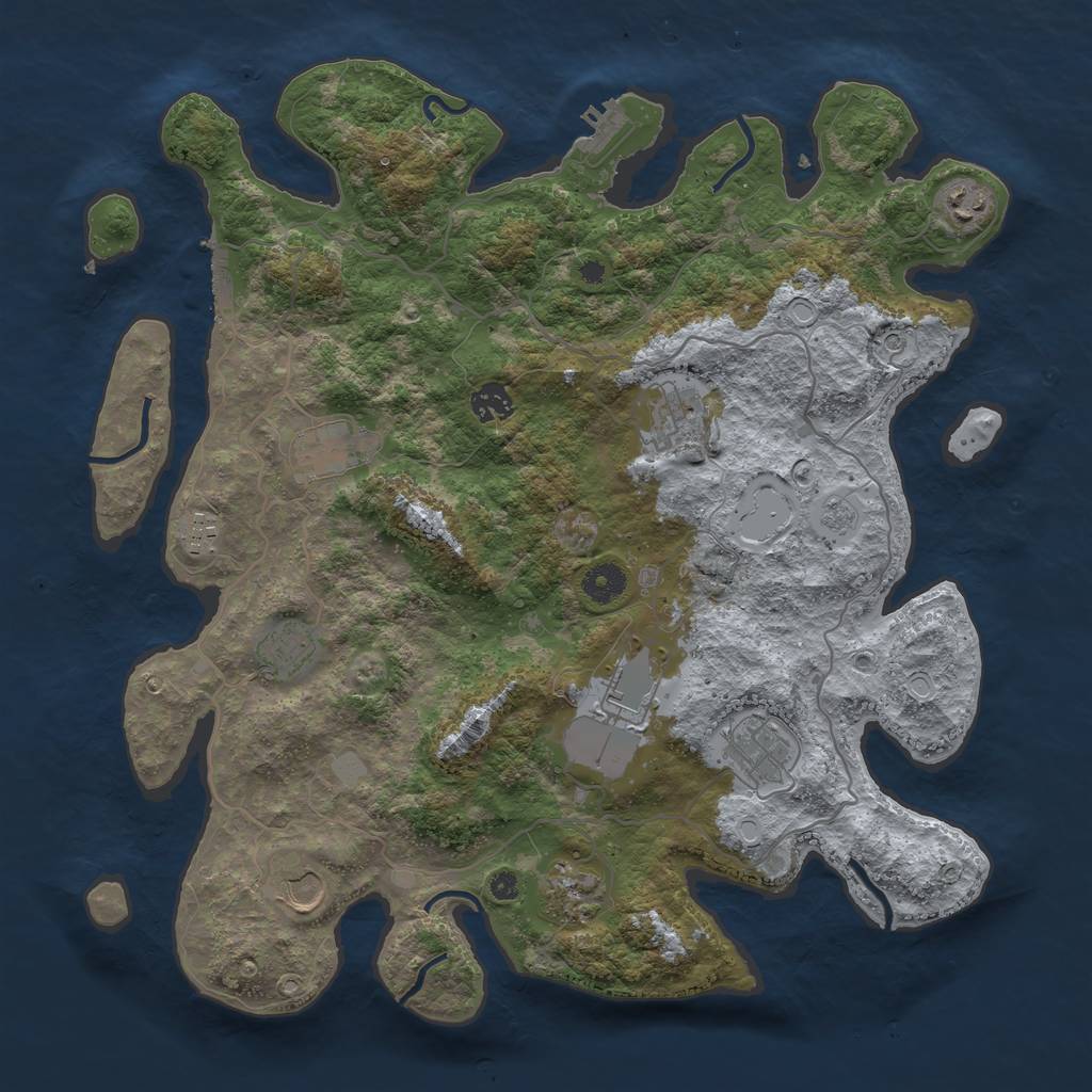 Rust Map: Procedural Map, Size: 4000, Seed: 1620712444, 19 Monuments