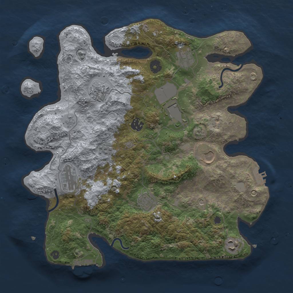 Rust Map: Procedural Map, Size: 3500, Seed: 9587642, 18 Monuments