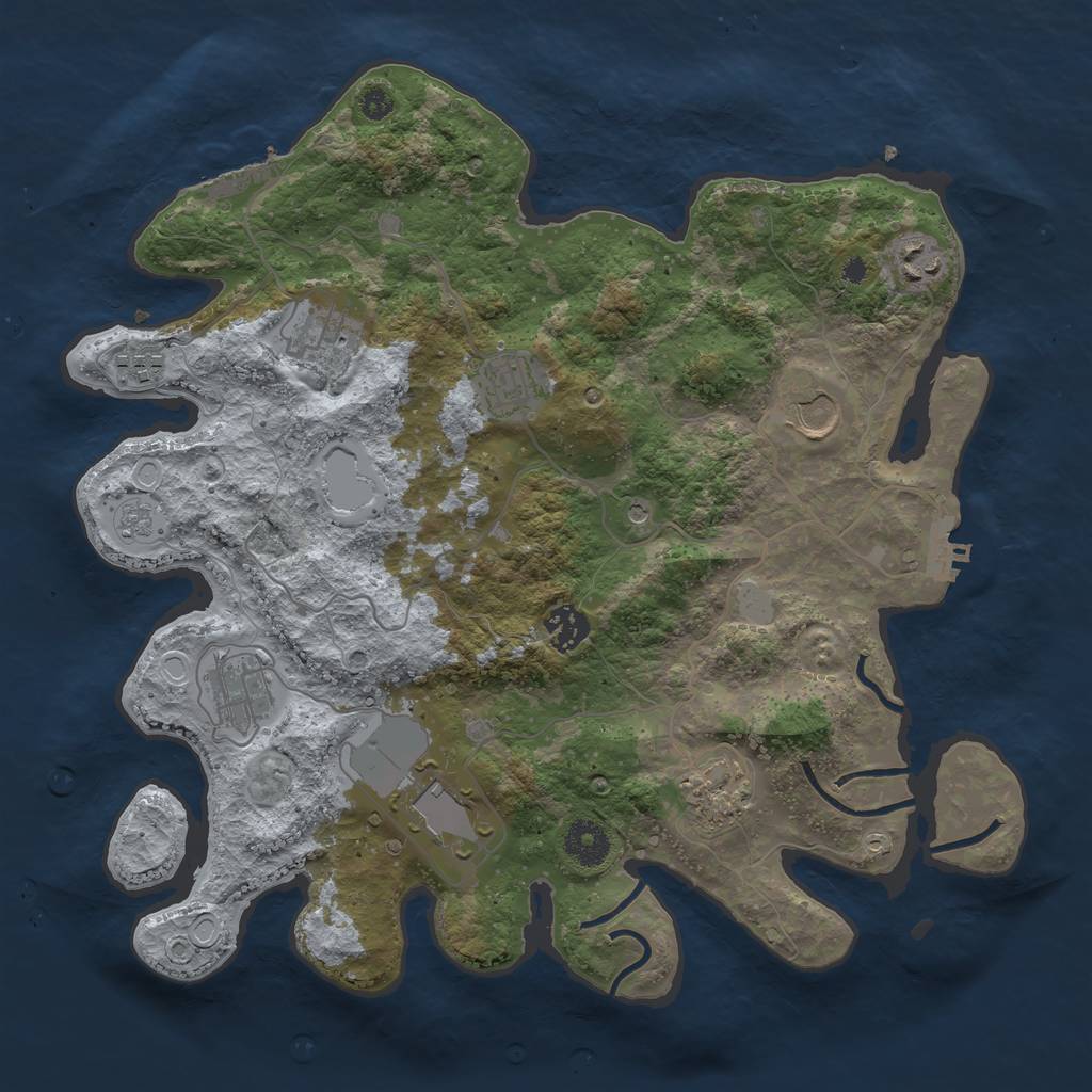 Rust Map: Procedural Map, Size: 3600, Seed: 317060514, 18 Monuments