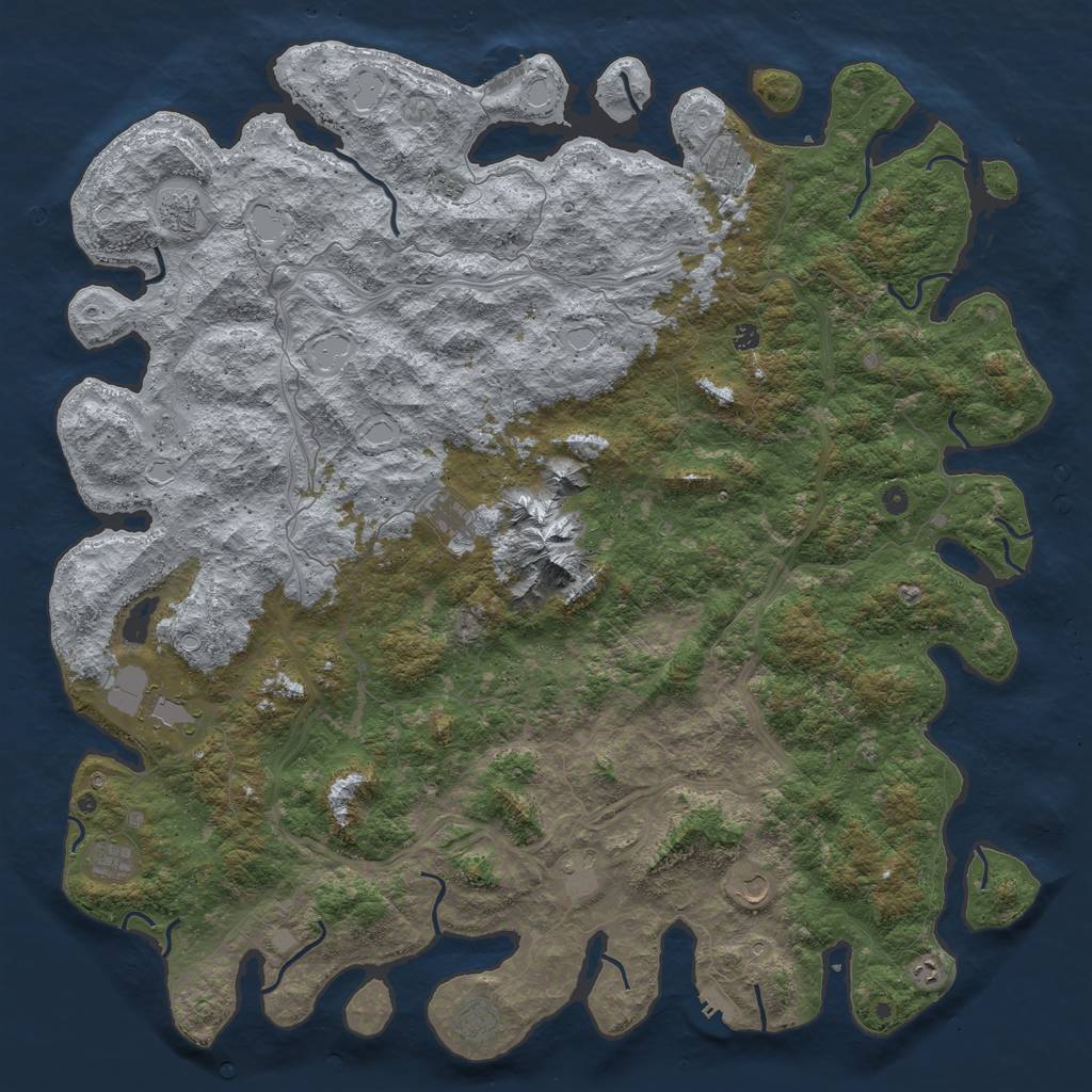 Rust Map: Procedural Map, Size: 6000, Seed: 763847790, 20 Monuments