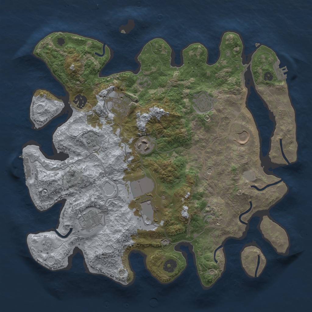 Rust Map: Procedural Map, Size: 3500, Seed: 16194, 18 Monuments