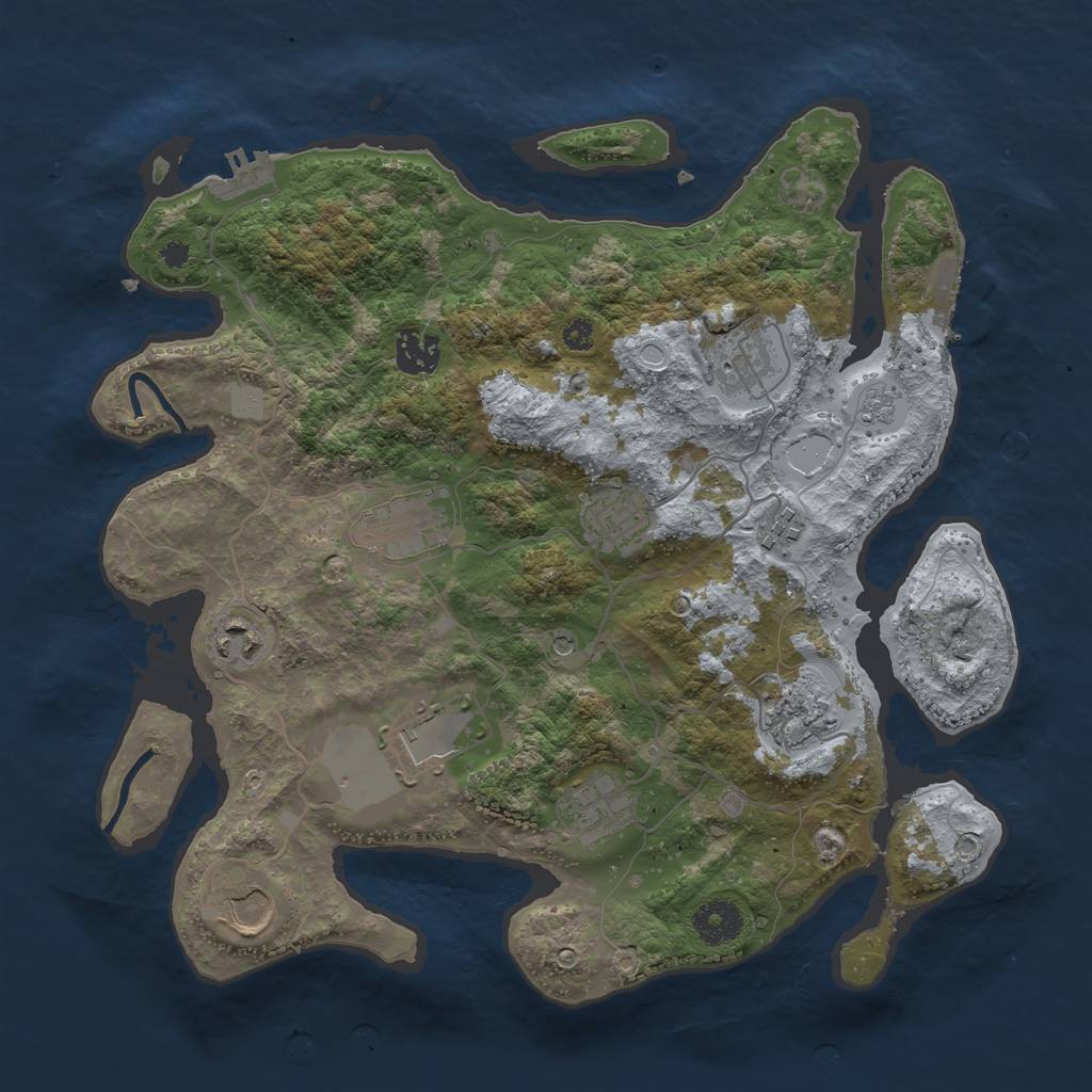 Rust Map: Procedural Map, Size: 3500, Seed: 516573997, 19 Monuments