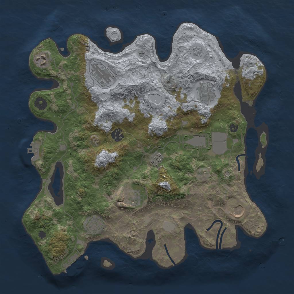 Rust Map: Procedural Map, Size: 3500, Seed: 80593995, 18 Monuments