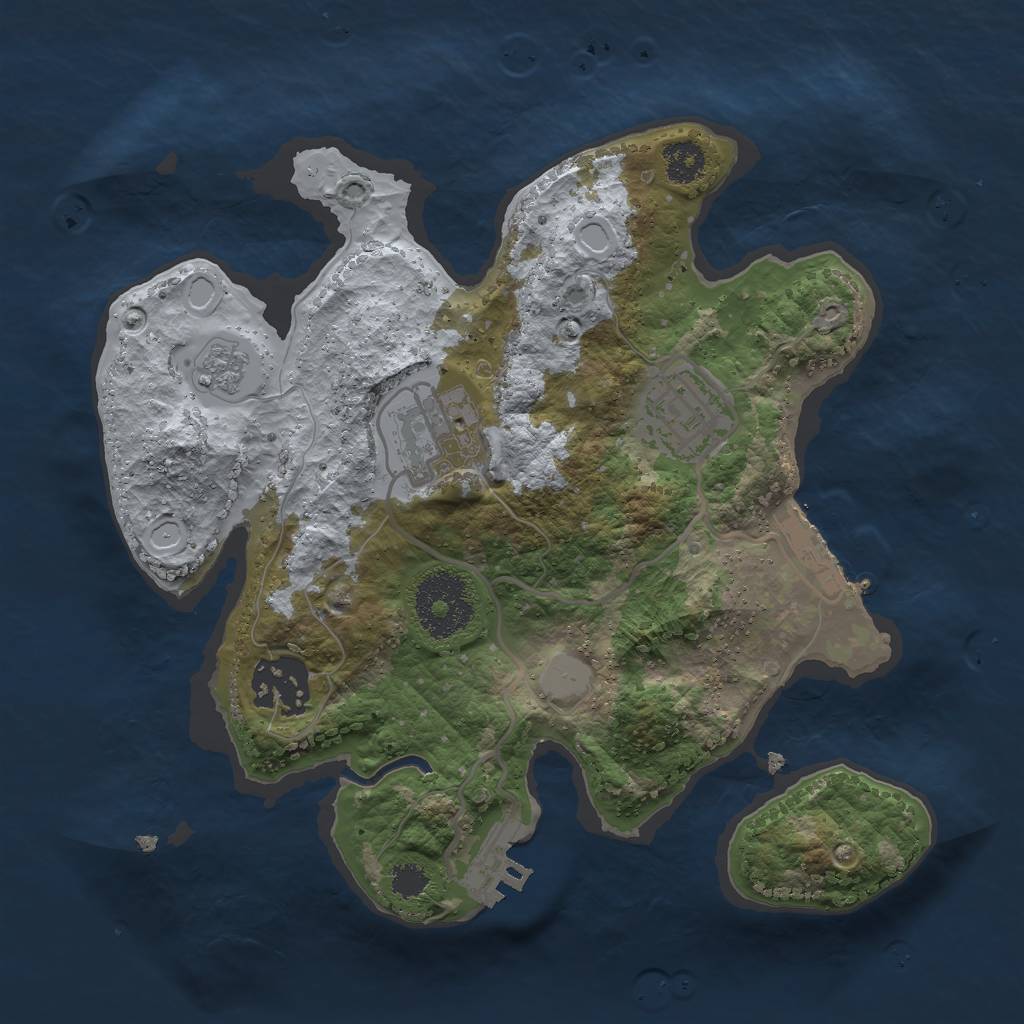 Rust Map: Procedural Map, Size: 2500, Seed: 584599039, 11 Monuments