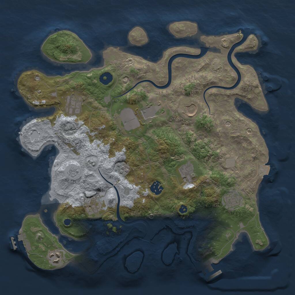 Rust Map: Procedural Map, Size: 3500, Seed: 1195803079, 15 Monuments