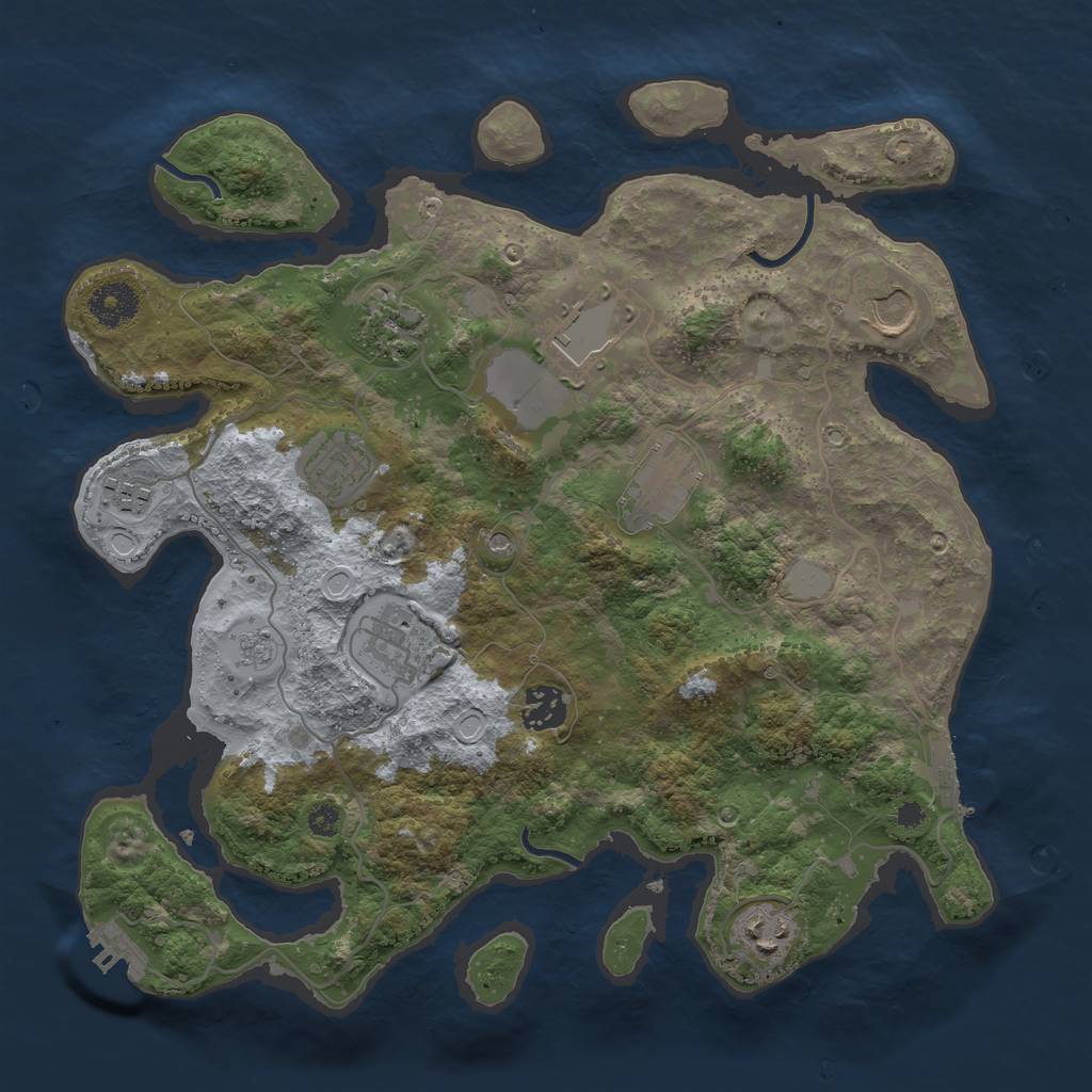 Rust Map: Procedural Map, Size: 3500, Seed: 1195803079, 18 Monuments