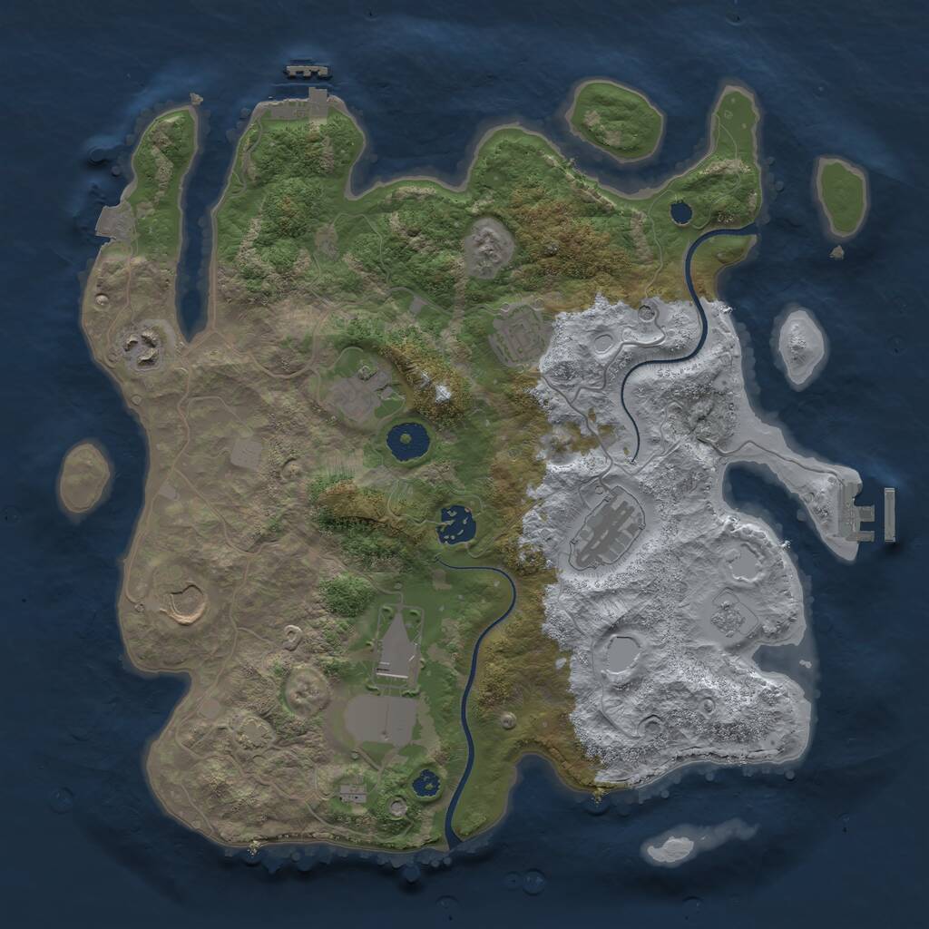 Rust Map: Procedural Map, Size: 3500, Seed: 218552, 13 Monuments