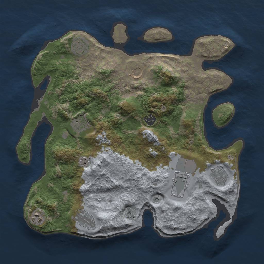 Rust Map: Barren, Size: 3500, Seed: 251273011, 12 Monuments