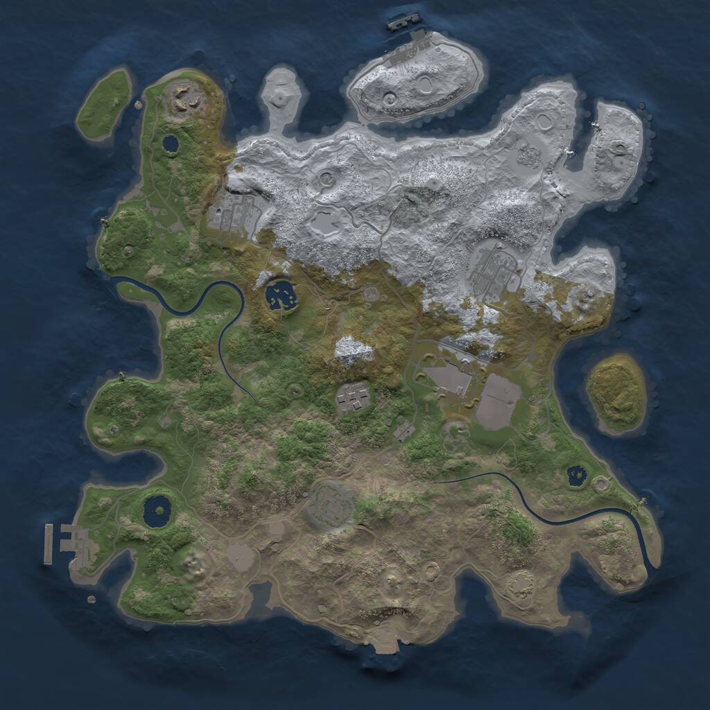 Rust Map: Procedural Map, Size: 3500, Seed: 414352345, 13 Monuments