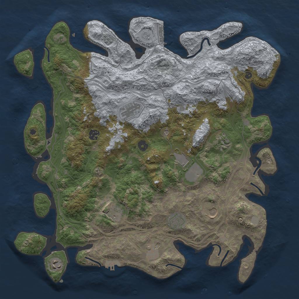 Rust Map: Procedural Map, Size: 4250, Seed: 83404274, 19 Monuments