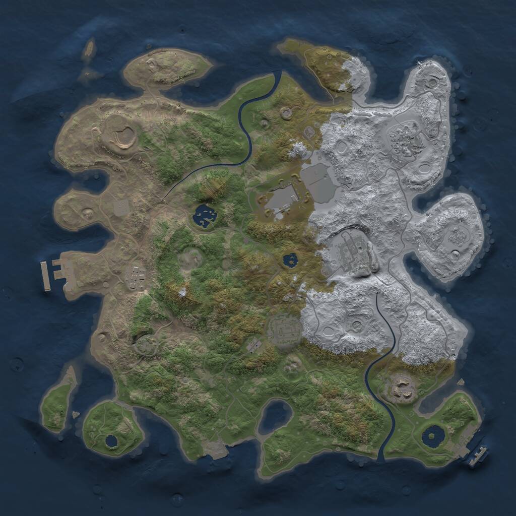 Rust Map: Procedural Map, Size: 3500, Seed: 2103853684, 14 Monuments