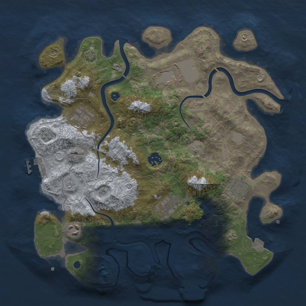 Rust Map: Procedural Map, Size: 3500, Seed: 312312526, 13 Monuments