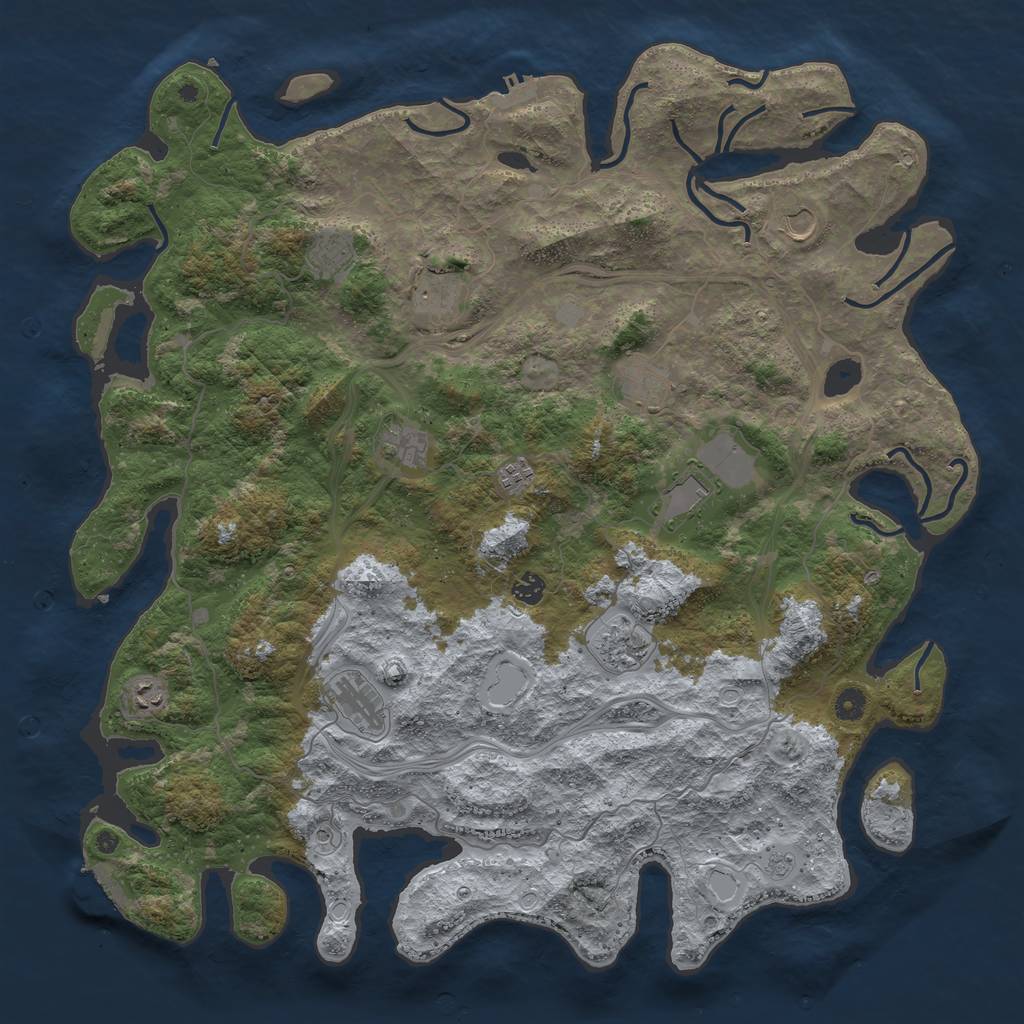 Rust Map: Procedural Map, Size: 4800, Seed: 2076920712, 20 Monuments