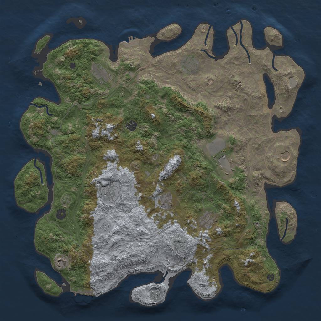 Rust Map: Procedural Map, Size: 4500, Seed: 1356097871, 19 Monuments