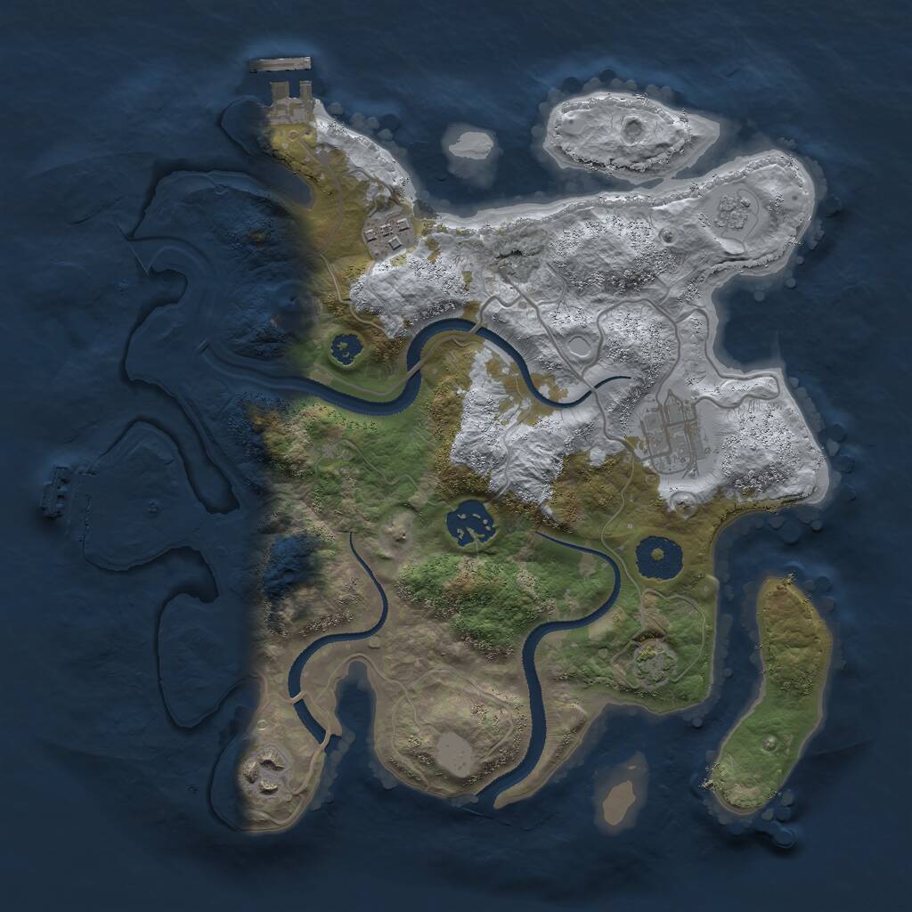 Rust Map: Procedural Map, Size: 3000, Seed: 82618, 9 Monuments