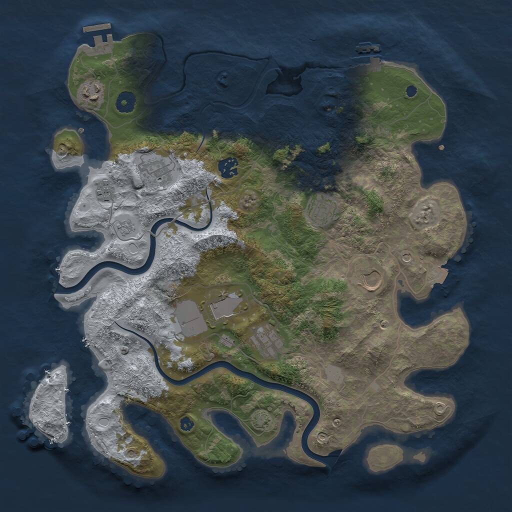 Rust Map: Procedural Map, Size: 3700, Seed: 607865110, 14 Monuments