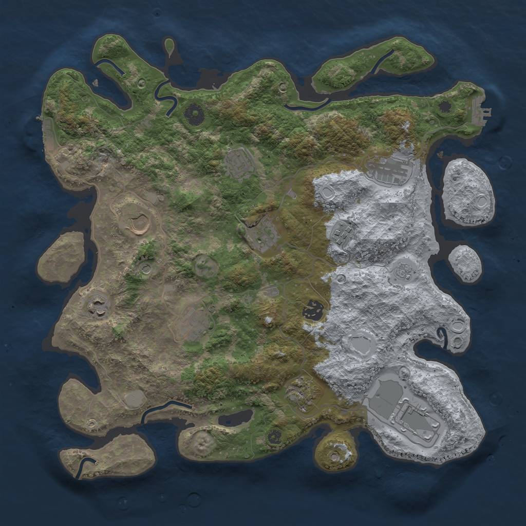 Rust Map: Procedural Map, Size: 3800, Seed: 380045532, 19 Monuments