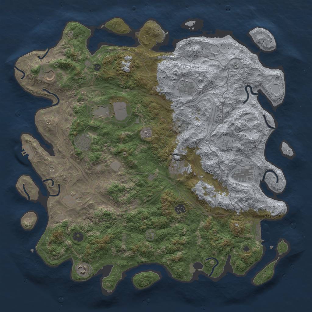 Rust Map: Procedural Map, Size: 4500, Seed: 2141190799, 19 Monuments