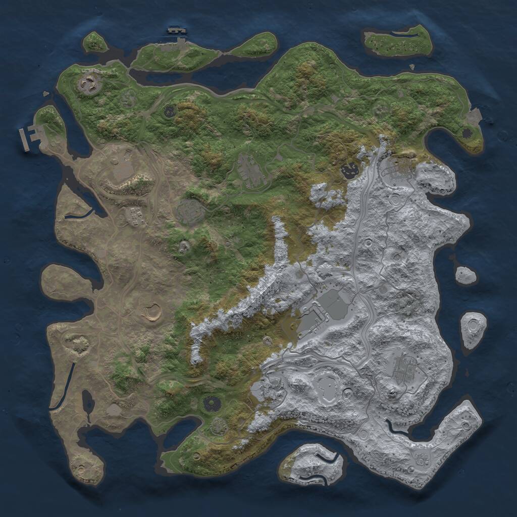 Rust Map: Procedural Map, Size: 4500, Seed: 1600433437, 17 Monuments
