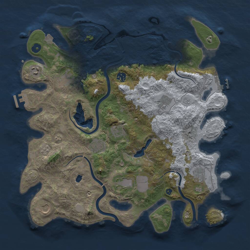 Rust Map: Procedural Map, Size: 4000, Seed: 960133967, 16 Monuments