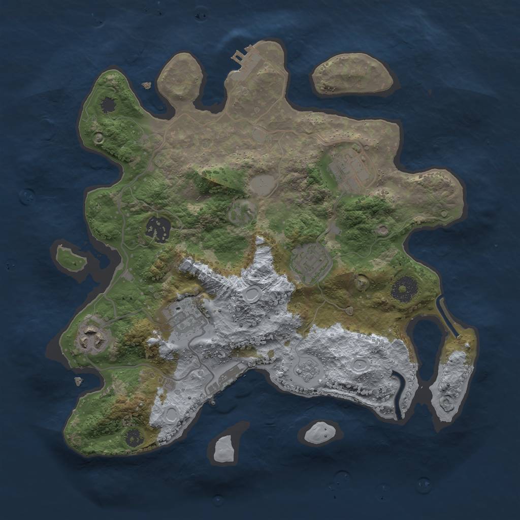 Rust Map: Procedural Map, Size: 3000, Seed: 1657487492, 13 Monuments
