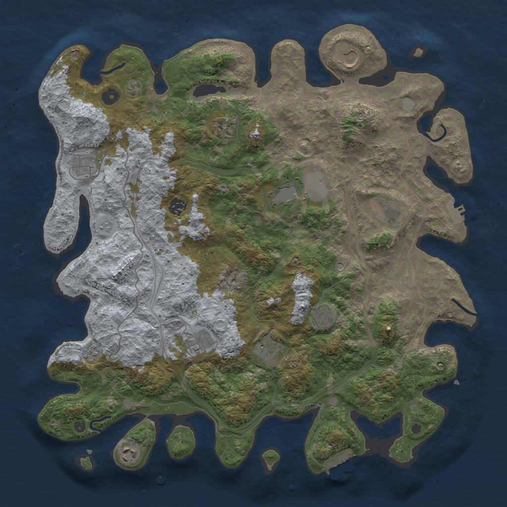 Rust Map: Procedural Map, Size: 4500, Seed: 844670724, 20 Monuments