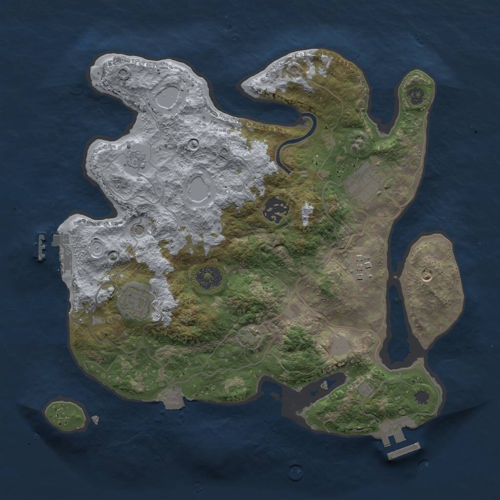 Rust Map: Procedural Map, Size: 3000, Seed: 23957, 10 Monuments