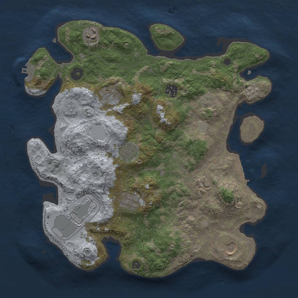 Rust Map: Procedural Map, Size: 3500, Seed: 771361133, 18 Monuments