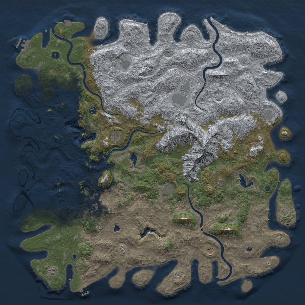 Rust Map: Procedural Map, Size: 6000, Seed: 1095236371, 17 Monuments