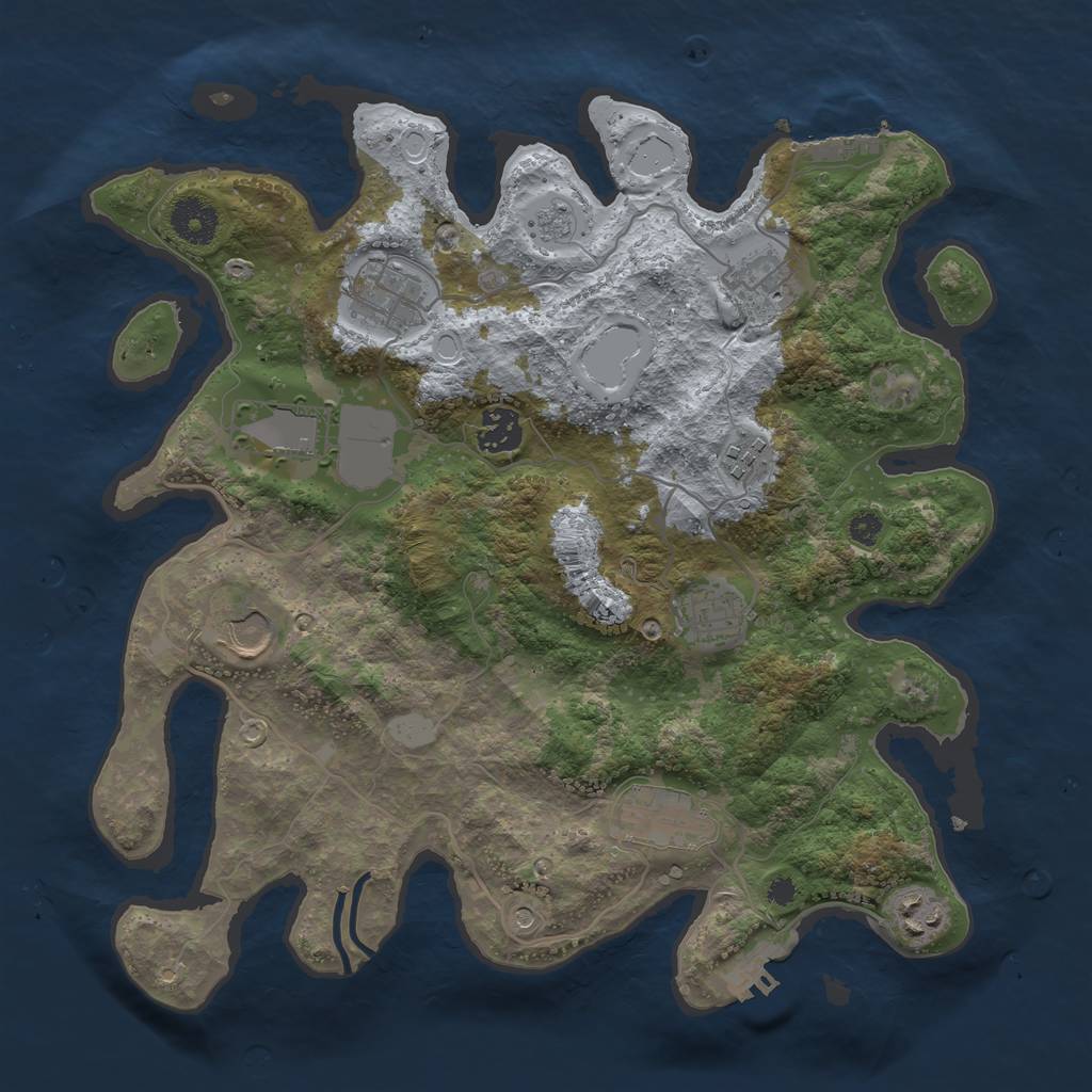 Rust Map: Procedural Map, Size: 3500, Seed: 307744938, 18 Monuments