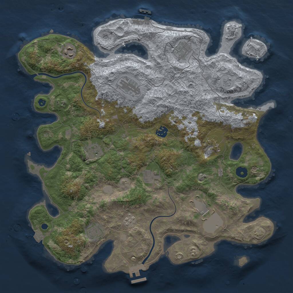 Rust Map: Procedural Map, Size: 3850, Seed: 4156132, 16 Monuments