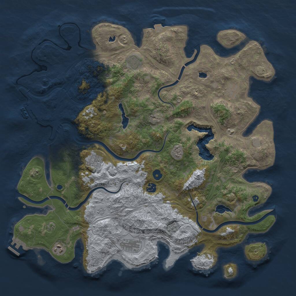 Rust Map: Procedural Map, Size: 4500, Seed: 863868, 13 Monuments