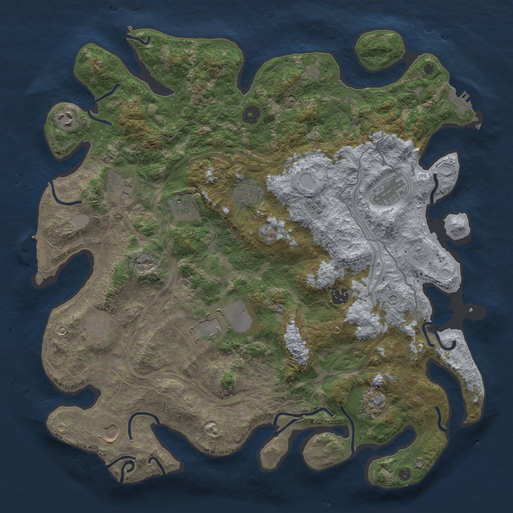 Rust Map: Procedural Map, Size: 4300, Seed: 839231999, 20 Monuments