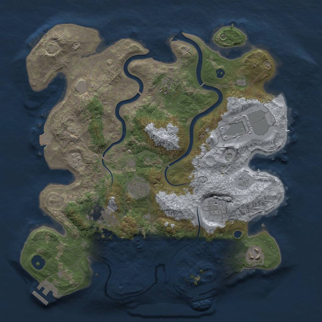 Rust Map: Procedural Map, Size: 3500, Seed: 1739461206, 13 Monuments