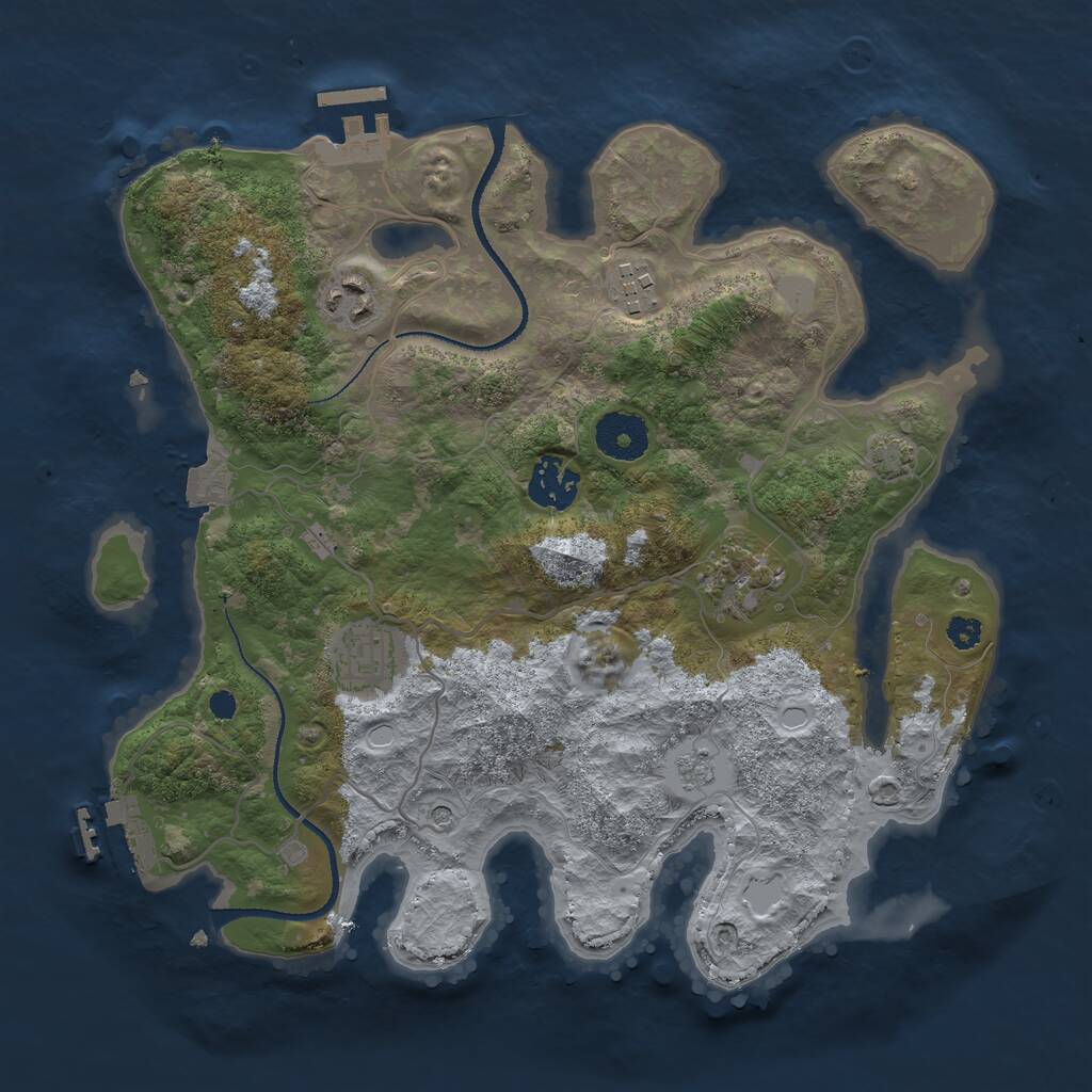 Rust Map: Procedural Map, Size: 3200, Seed: 73673, 11 Monuments