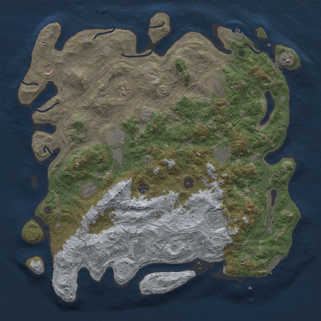 Rust Map: Procedural Map, Size: 4500, Seed: 469995850, 20 Monuments