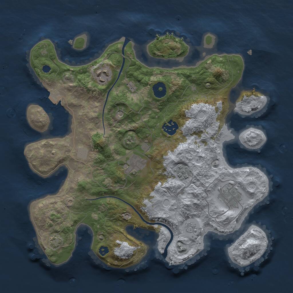 Rust Map: Procedural Map, Size: 3000, Seed: 29625, 9 Monuments