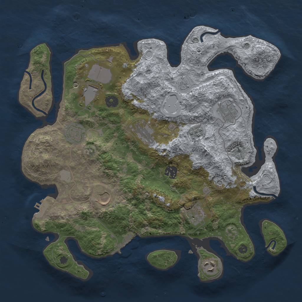 Rust Map: Procedural Map, Size: 3500, Seed: 1105954147, 18 Monuments