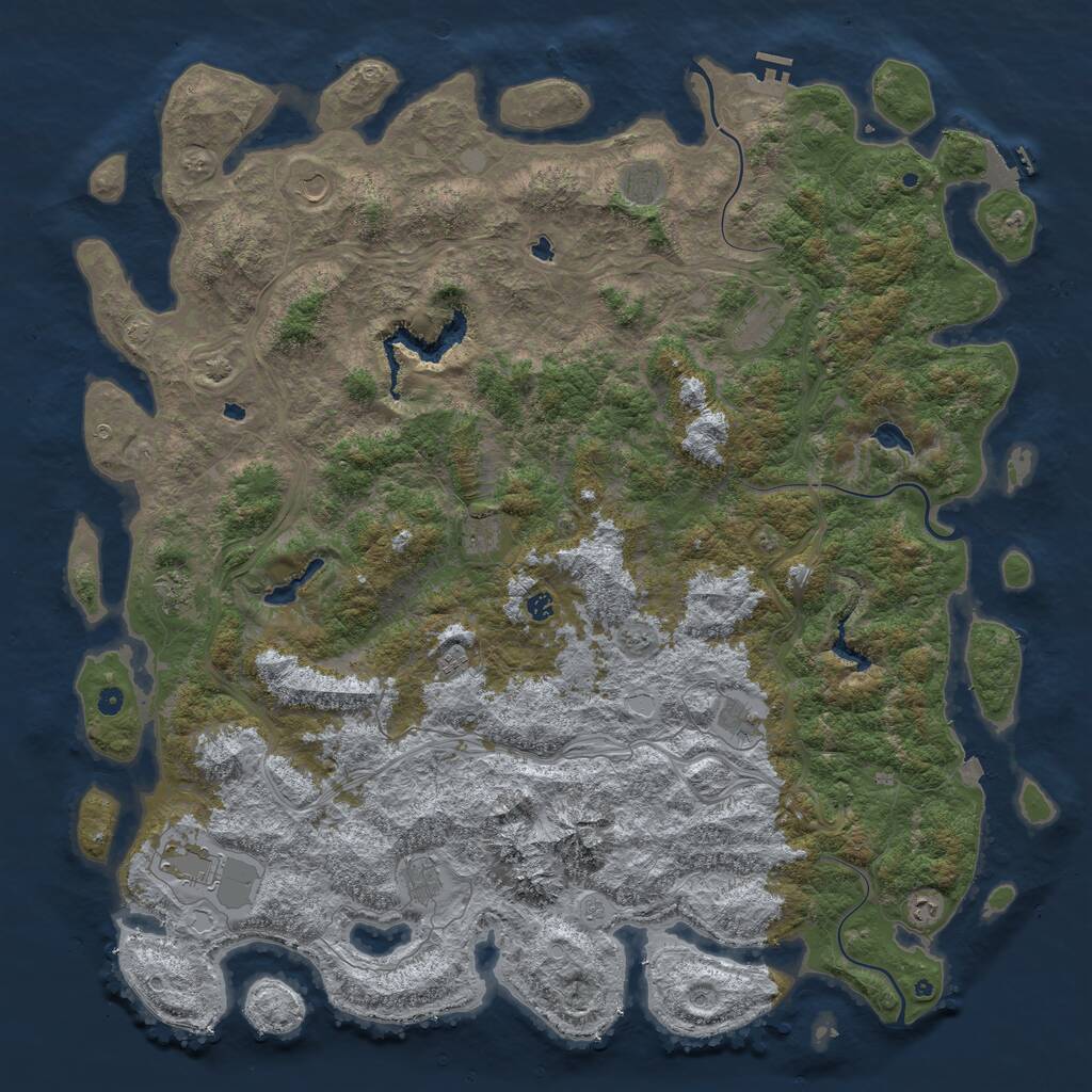 Rust Map: Procedural Map, Size: 6000, Seed: 3727, 17 Monuments