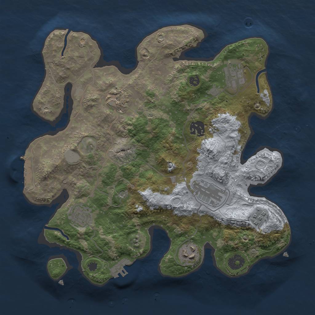 Rust Map: Procedural Map, Size: 3000, Seed: 23349873, 15 Monuments
