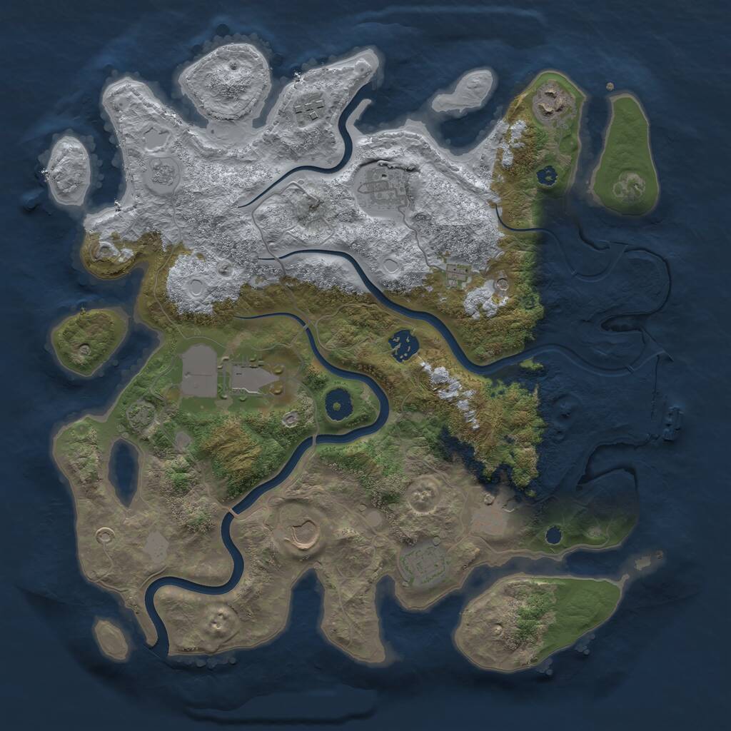 Rust Map: Procedural Map, Size: 3700, Seed: 1857107358, 13 Monuments