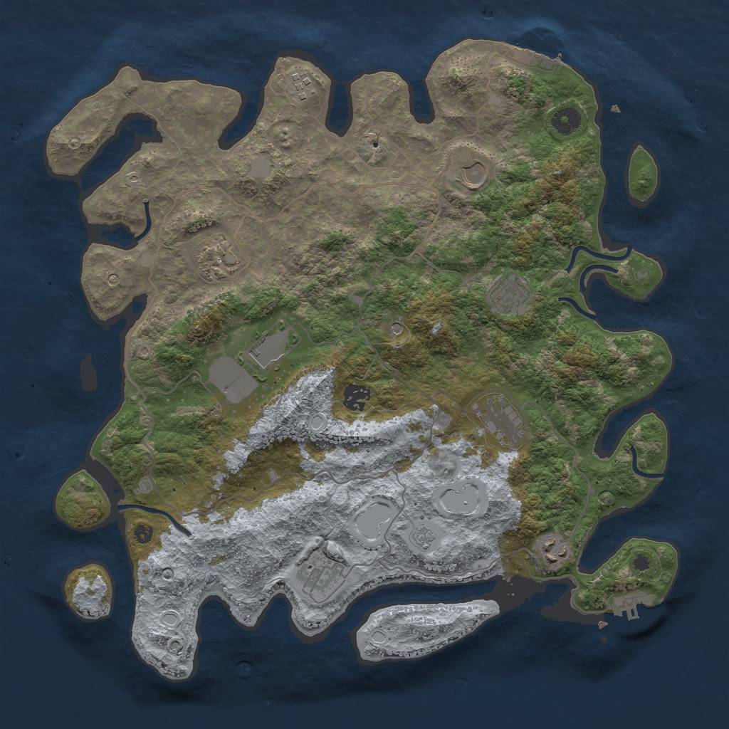 Rust Map: Procedural Map, Size: 4000, Seed: 469995850, 18 Monuments