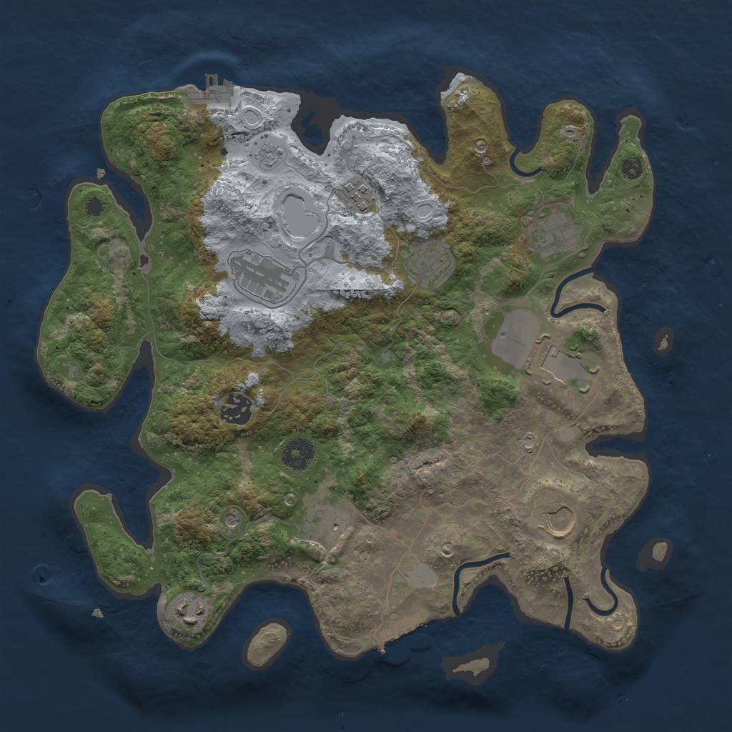 Rust Map: Procedural Map, Size: 3500, Seed: 1049267268, 18 Monuments