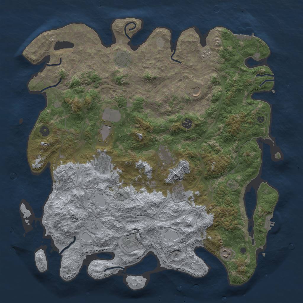 Rust Map: Procedural Map, Size: 4500, Seed: 32222, 19 Monuments