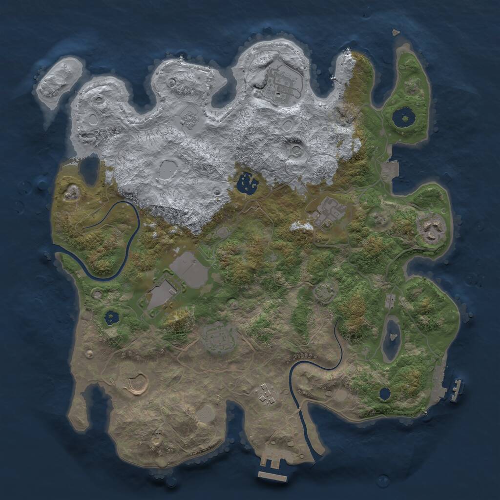 Rust Map: Procedural Map, Size: 3500, Seed: 205603538, 14 Monuments